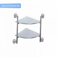 Полка стеклянная 2-ярусная угловая,хром  S-007073-2